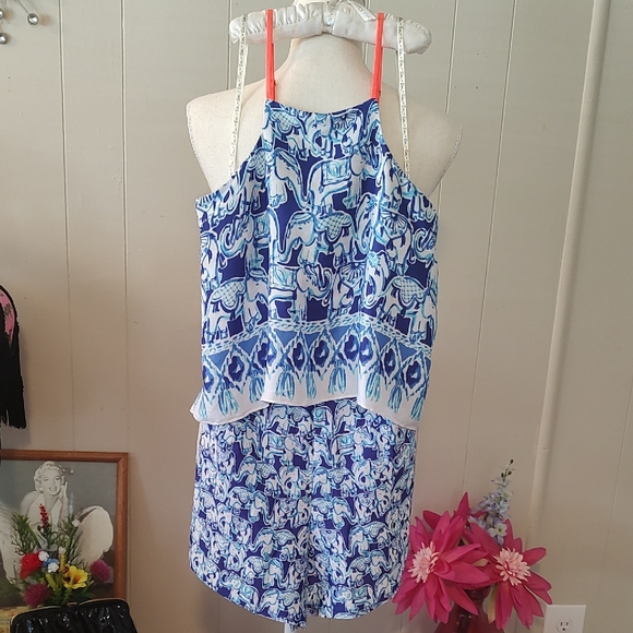 Lilly Pulitzer Pants - Lilly Pulitzer Elephant Print Romper XS